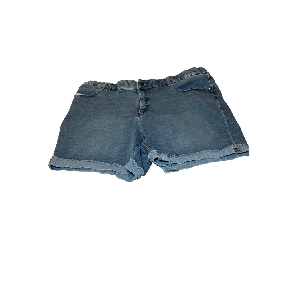 Terra & Sky Denim Shorts Women's 20W Blue  Raw Hem Stretch Plus Size - Picture 3 of 8